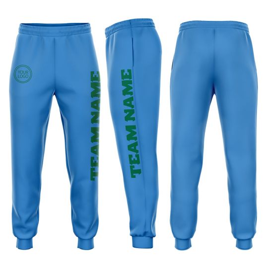 Discover Custom Powder Blue Kelly Green Fleece Jogger Sweatpants, Gift For Fan