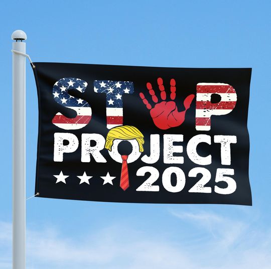 Discover Stop Project 2025 Flag, Pro Democracy House Flag, Vote Blue Flag