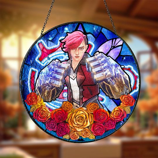Discover Arcane Vi Stained Glass Suncatcher - Violet Arcane Ornament, LOL Decor