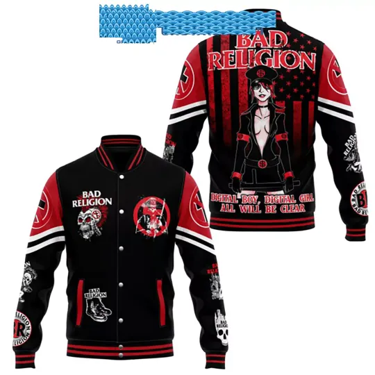 Discover Bad Religions Digital Boy Baseball Jacket
