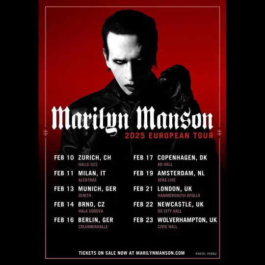 Discover Marilyn Manson 2025 European UK Tour Poster