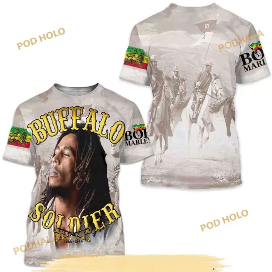 Discover Bob Marley Buffalo Soldier Dreadlocks Jamaica Reggae Rasta 3D Shirt
