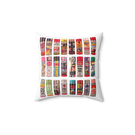 Discover Vintage Graffiti Spray Paint Spun Polyester Square Pillow