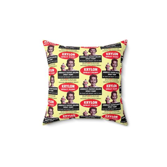 Discover Krylon Spray Paint Advertisement Spun Polyester Square Pillow