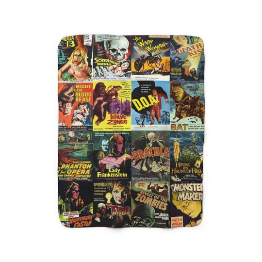 Discover Vintage Horror Movie Blanket,  Classic Horror Movie Blanket, Horror Movie Poster Blanket
