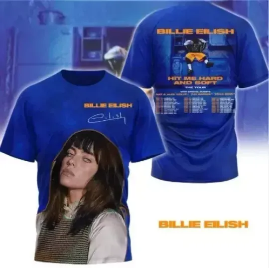 Discover B.ill.ie E.il.ish 2024 With Nat  Alex Wolff Hit Me Tour, 3D Hoodie