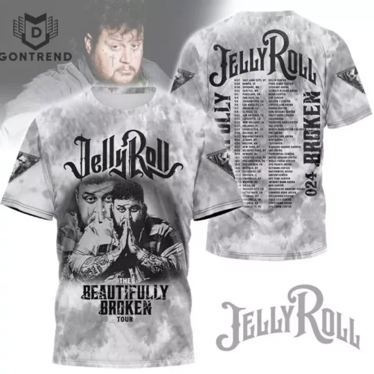 Discover Jelly Roll The Beautifully Broken Tour 2024 3D T-Shirt
