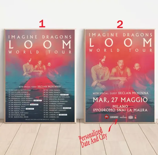 Discover Custom Imagine Dragons LOOM World Tour 2025 EUROPE Poster