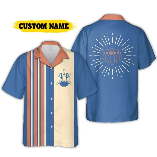 Discover Personalize Custom Name Vintage Bowling, Bowling Team Aloha Hawaiian Shirt
