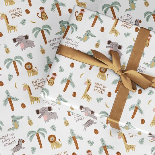 Discover Personalised Any Age Safari Wrapping paper