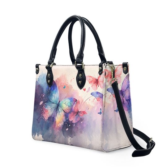 Discover Butterfly Vintage Pattern Leather Bag, Butterfly Handbag
