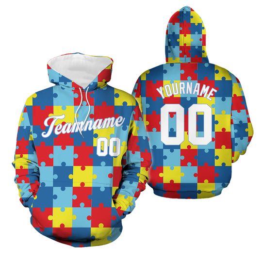 Discover Custom Puzzle Piece Hoodie - Personalized Autism Awareness