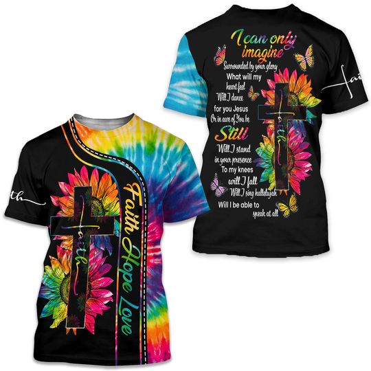 Discover Cross Rose Jesus Christian Gift AOP Shirt 3D T-Shirt