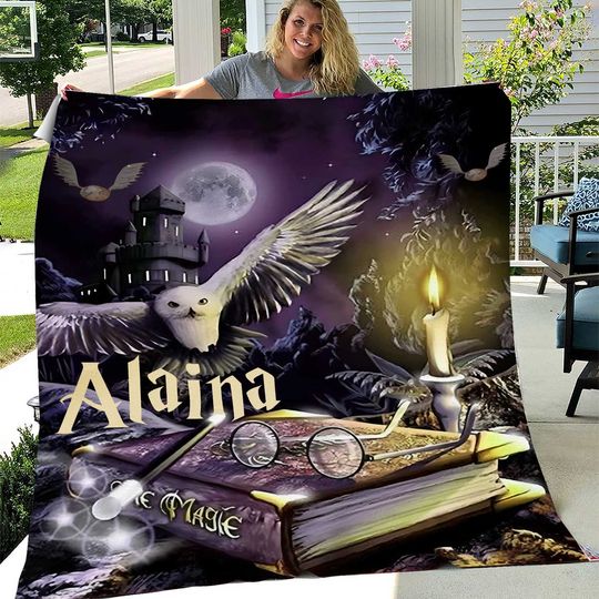 Discover Magic Wizard Custom Blanket, Starry NightPersonalized Throw, Valentine's Gifts