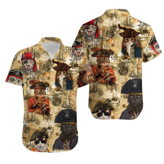 Discover Pirate Cat Hawaiian Shirt, Hawaiian Shirts