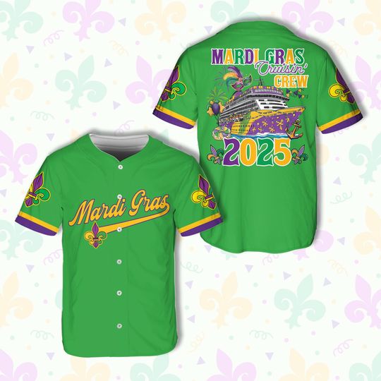 Discover Mardi Gras Cruise Crew 2025 Baseball Jersey, Fat Tuesday Mardi Gras Cruise Jersey