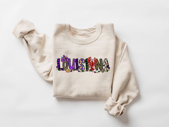 Discover Mardi Gras Sweatshirt, Louisiana Mardi Gras Shirt, Scary Louisiana Crocodile Sweatshirt