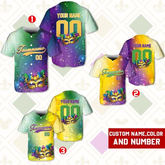 Discover Personalized Mardi Gras Baseball Jersey