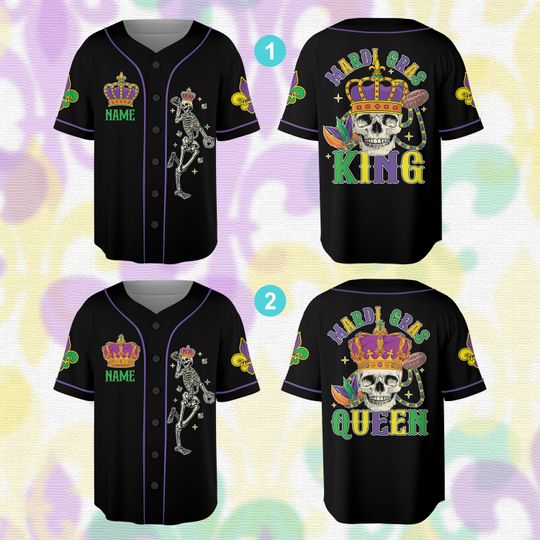 Discover Personalized Name Mardi Gras Baseball Jersey