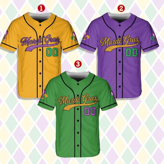 Discover Personalized Mardi Gras Baseball Jersey