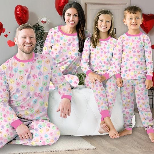 Discover Candy Hearts Valentines Day Pajamas Set, Valentine Conversation Pajama Set