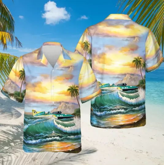 Discover Vintage Hydroplane Miss Bardahl U-40 Thunderboat Racing Hawaiian Shirt