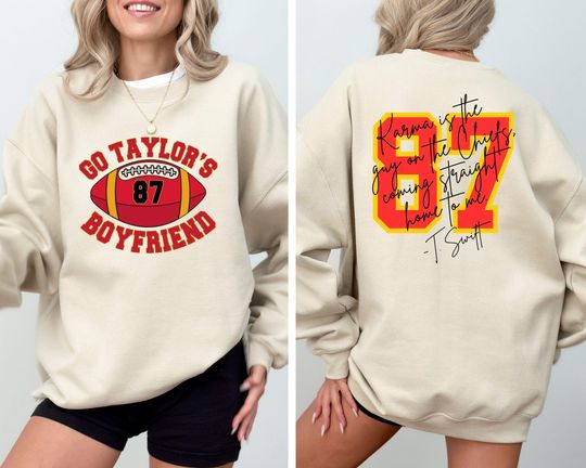 Discover Go Taylor's Boyfriend Sweatshirt, Travis Kelce Sweatshirt, Game Day Sweater, Funny Football Sweatshirt