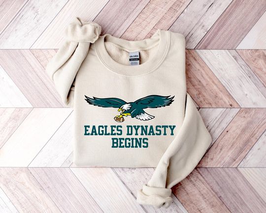 Discover Eagles Dynasty Begins Sweatshirt, 2025 Football Champions Crewneck Sweatshirt