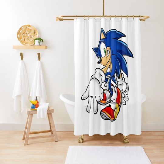 Discover Blue Hedgehog FAST RUN style Shower Curtain