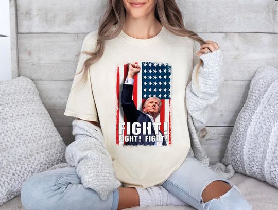 Discover Trump Fight Fight Fight Shirt, God Bless Trump Shirt, President Donald Trump 2025 Shirt
