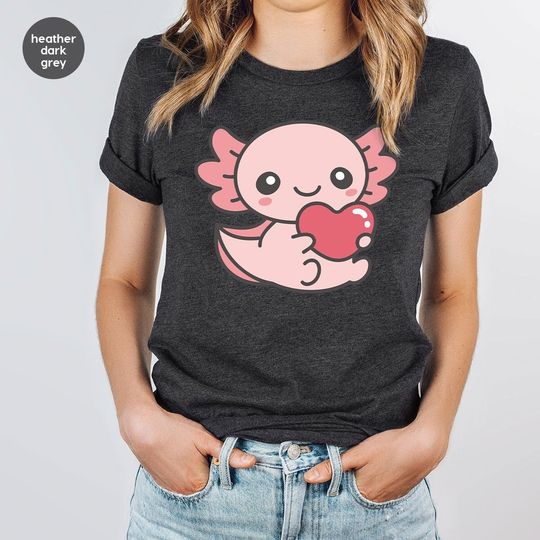Discover Cute Axolotl Shirts, Axolotl Graphic Tees, Kawaii Axolotl TShirt, Valentines Day Gift, Girlfriend Gift  tshirt