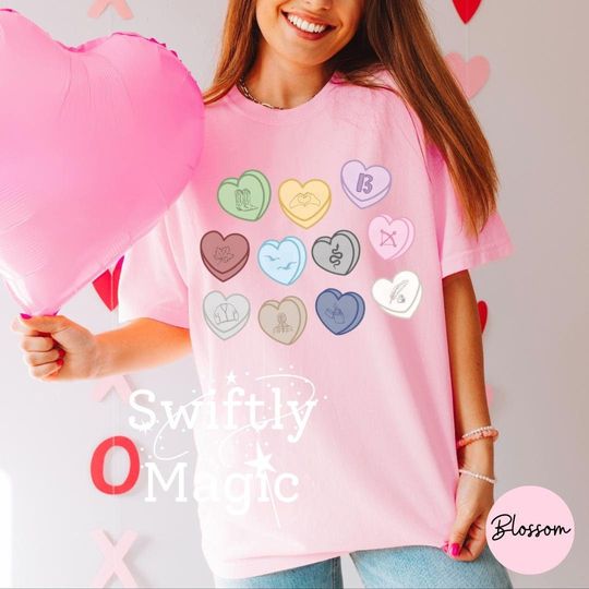 Discover Eras Conversation Hearts Valentines Shirt | Comfort Colors Oversized T-Shirt | Album Symbols Shirt |Valentine Gift