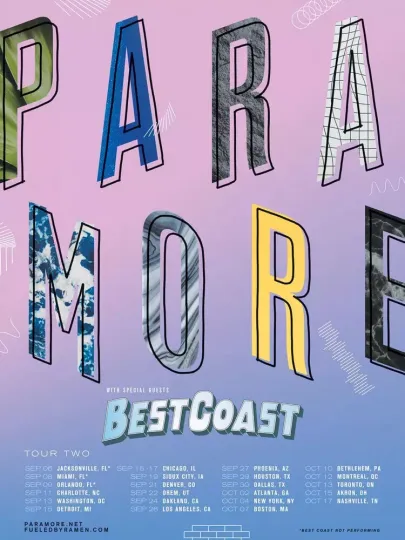 Discover PARAMORE / BEST COAST "TOUR TWO" 2017 Poster