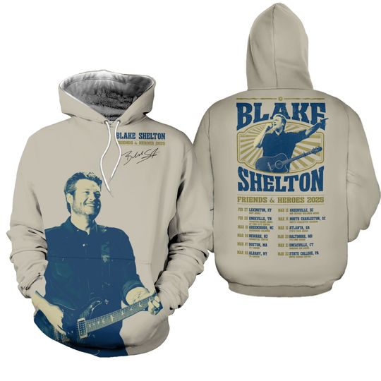 Discover Blake Shelton Friends And Heroes 2025 Tour 3D Hoodie