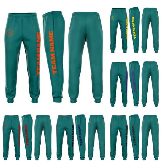 Discover Custom Aqua Orange Fleece Jogger Sweatpants, Sports Fan Gift