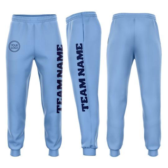 Discover Custom Light Blue Navy Fleece Jogger Sweatpants, Sports Fan Gift