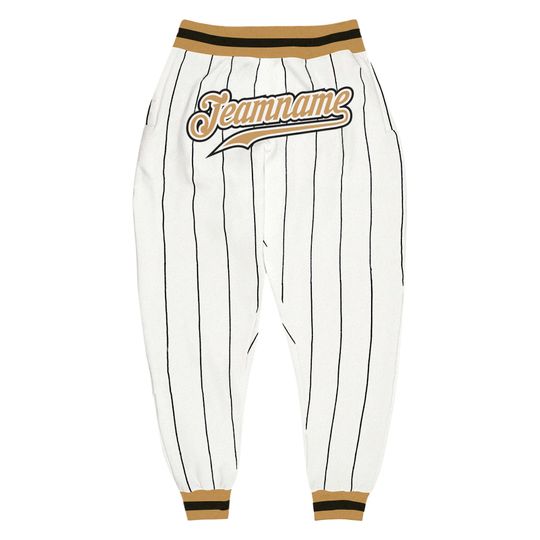 Discover Custom White Black Pinstripe Old Gold-Black Sports Pants, Sports Fan Gift