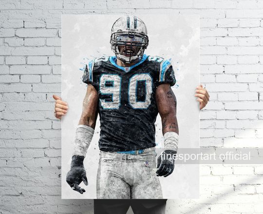 Discover Julius Peppers Carolina Poster, Canvas, Football print, Sports wall art, Man Cave, Gift, Kids Room Decor