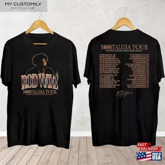 Discover Rod Wave Tour 2023 Shirt Nostalgia Concert Merch Rapper T-Shirt, 2 Sided T Shirt