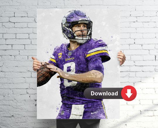Discover Kirk Cousins Minnesota Poster, Digital Download, Football print, Sports wall art, Man Cave, Printable