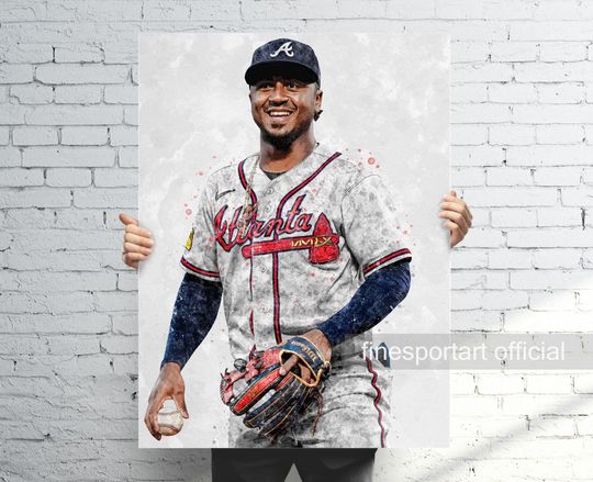 Discover Ozzie Albies Atlanta Poster, Canvas, Baseball print, Sports wall art, Man Cave, Gift, Kids Room Decor