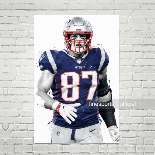 Discover Rob Gronkowski New England Poster, Canvas, Football print, Sports wall art, Kids room decor, Man Cave, Gift