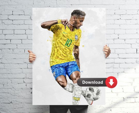Discover Brazil Poster, Digital Download, Football print, Sports wall art, Man Cave, Printable