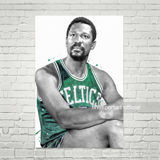 Discover Bill Russell Boston Poster, Canvas, Basketball print, Sports wall art
