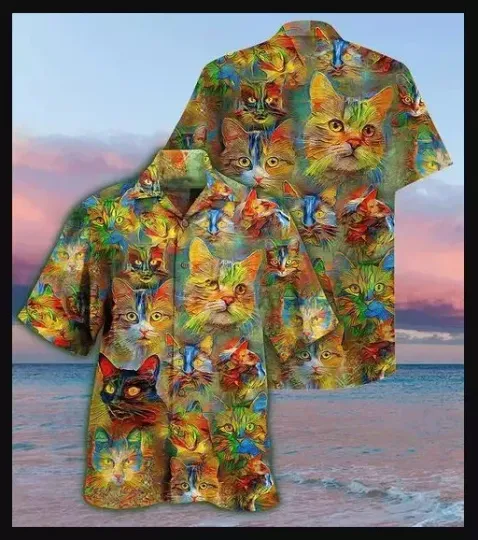 Discover Cat Hawaiian Shirt For Summer, Funny Cat, Best Cool Cat Hawaiian Shirt