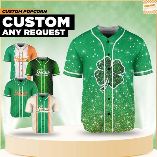 Discover Personalized Baseball Jersey Lucky jersey St. Patrick's Pattern