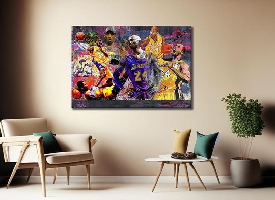 Discover Banksy Style Kobe Graffiti Canvas Pop Art, Champ Kobe Bryant