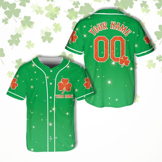 Discover Personalized St Patrick's Day Baseball Jersey, Custom Color Irish Lucky Jersey