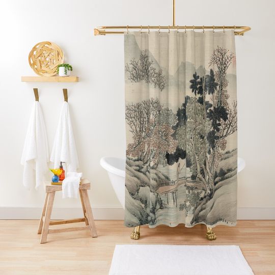 Discover Vintage Japanese Landscape Painting Shower Curtain