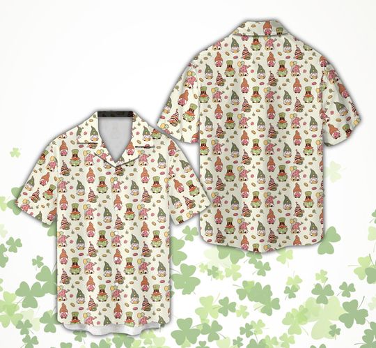 Discover Shamrock St. Patrick's Day Hawaiian Shirt, Gnomes Leprechaun Hat Shamrock